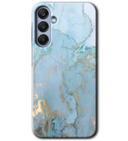Galaxy A35 Kılıf HD Desen Baskılı Kılıf - Mavi Gold Mermer