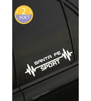 Hyundai Santa Fe Nabız Kalp Atışı Ritim Santa Fe Araç Uyumlu Oto Sticker 2 Adet Beyaz 20*7CM