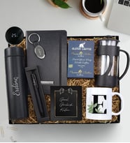 Kişiye Özel 500 ML Siyah Renk Dereceli Termos & Siyah Defter & Mat Roller Kalem & Alerya Premium Filtre Kahve & Gümüş Renk Anahtarlık & Kupa & Siyah French Press Hediye Seti