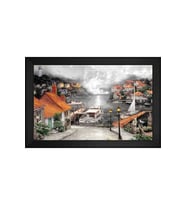 Manzara Temalı Kanvas Tablo 50 x 70 cm Siyah Çerçeve