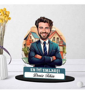 Kişiye Özel Erkek Emlakçıya Hediye Karikatürlü Biblo