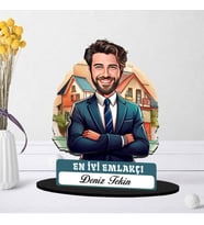 Kişiye Özel Erkek Emlakçıya Hediye Karikatürlü Biblo