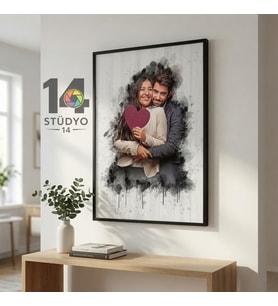 Kişiye Özel Dijital Portre İllüstrasyonu Çerçeveli Tablo Fotoğrafınızı Sanatsal Tabloya Dönüştürüyoruz