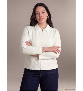 LCW Curve Ekru Büyük Beden Polo Yaka Kadın Hırka