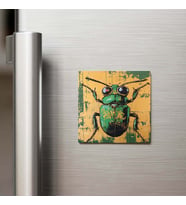 Beetle - Böcek - Güneş Gözlüklü Style - Buzdolap Magneti - 9x9 Cm
