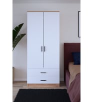 GUBİMO-ABETE 2 Kapılı 2 Çekmeceli Gardırop / Atlantik -Beyaz