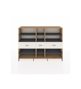 Hyperion Dolap 9 Raflı 3 Çekmeceli  220x44x163 Çam-Antrasit/Aytaşı