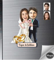 Kişiye Özel Gelin Dağmat Ahşap Magnet -13