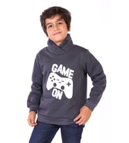 Toontoy Erkek Çocuk Pamuklu Kabartma Baskılı Sweatshirt (Füme)