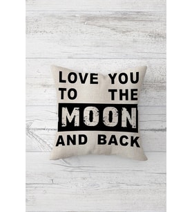 I Love You To They Moon And Back Çift Tarafı Baskı Gizli Fermuar Yastık Kılıfı Kırlent Yastık Kılıfı (Açık Gri)