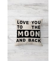 I Love You To They Moon And Back Çift Tarafı Baskı Gizli Fermuar Yastık Kılıfı Kırlent Yastık Kılıfı (Açık Gri)