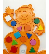 Eğitici Geometrik Şekiller - Renkli Şekil Eşleştirme - Zeka Geliştirici Çocuk Puzzle (Turuncu)