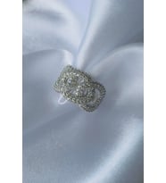 Silver Kaplama Zirkon Taşlı İç İçe Halka Yüzük (Gümüş)