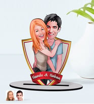 BK Gift Kişiye Özel İsimli Sevgililer Karikatürlü Ahşap Biblo Model-85