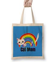 CAT MOM Rainbows Mothers Day Bez Çanta Uzun Saplı