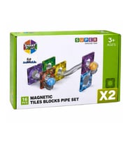 32 Parça Magnetic Tiles  Manyetik Yapı Blokları Boru Seti 16 parçalık 2 Set