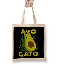 Cute & Funny Avogato Avocado Cat Pun Bez Çanta Uzun Saplı