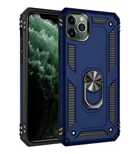 iPhone 11 Pro Max Kılıf Sofya Yüzüklü Silikon Kapak - Lacivert