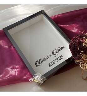 30x40 Cm Ledli Model Füme Renk Pleksi Kaplı Tasarım Gül Kutusu Anı Çerçevesi! Ayna Çerçeve!(Fotoğraf Hediye)