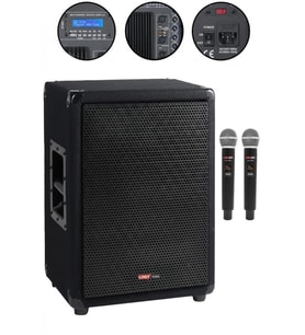Lastvoice LPS-12MA Mikrofonlu Portatif Ahşap Kabin Hoparlör 12 İnç 800W