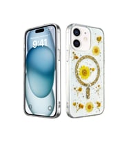 Apple İphone 12 Kılıf Daisy Simli Magsafe Kapak - Gold