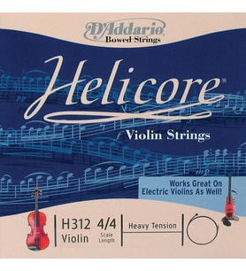 D'Addario H312H Helicore 4/4 Keman Tek Teli - A (La) Notası - Heavy (Profesyonel)  Çok Lifli Çelik Çekirdek, Yüksek Tansiyon ile Güçlü Volüm ve Hızlı Akort Kararlılığı