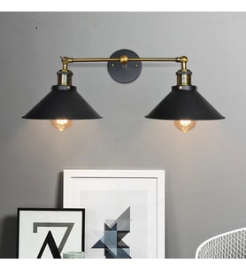 RİOLİGHT RETRO21RUSTİK3,VİNTAGE ESKİTME DUYLU MAFSALLI HAREKETLİ BAŞLIK METAL APLİK ŞAPKA ÇAPI:23CM (Siyah)