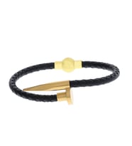 Unisex Çivi Model Gold Detay Siyah Bileklik