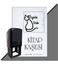 Kişiye Özel  Çizim Kedi 7 Tarihli Kitap Kaşesi (Siyah)