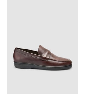 %100 Hakiki Deri Düz Kahverengi Erkek Loafer
