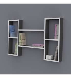 Kenzlife kitaplık gülsu 060*100*20 gri duvar rafı