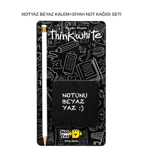 Think White Beyaz Kalem & Siyah Not Defteri Yazı Seti – Şık Ofis ve Hediye Seti
