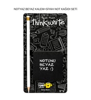 Think White Beyaz Kalem & Siyah Not Defteri Yazı Seti – Şık Ofis ve Hediye Seti