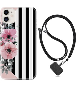 Apple iPhone 11 12 13 Mini Kılıf Boyun Askılı Silikon Flowers 4 1390