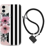 Apple iPhone 11 12 13 Mini Kılıf Boyun Askılı Silikon Flowers 4 1390