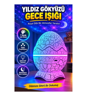 Yıldız Gökyüzü Efektli Çok Renkli Projektör Gece Lambası – Ayarlanabilir Işık ve Dönen Yıldız Modu