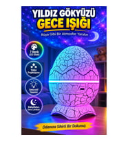 Yıldız Gökyüzü Efektli Çok Renkli Projektör Gece Lambası – Ayarlanabilir Işık ve Dönen Yıldız Modu