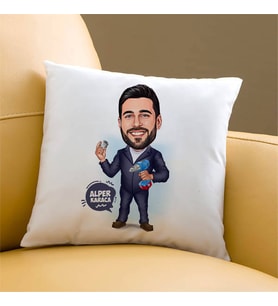 Kişiye Özel Tamirci Erkek Karikatürlü Yastık