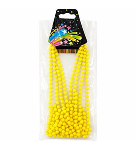 Neon Sarı Boncuk Kolye 80 cm – Retro 80’ler 90’lar Parti Aksesuarı