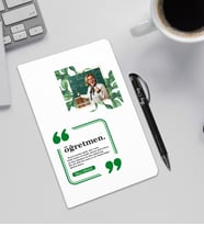 Kişiye Özel Hediye  Öğretmenler Günü Fotoğraflı   Defter & Kalem Seti OGD002 (Beyaz)
