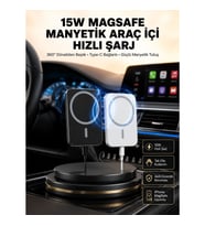 Mey İthalat® 15W Kablosuz Şarj Destekli MagSafe Araç Tutucu Havalandırma Klipsli