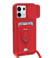 Newface Xiaomi Redmi Note 13 Pro 5G Kılıf Zuma Kartvizitli Yüzüklü Silikon - Kırmızı