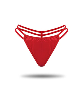 TİSTA  Kadın Kırmızı Çift İpli Saten Tanga