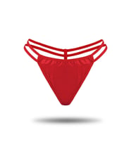 TİSTA  Kadın Kırmızı Çift İpli Saten Tanga