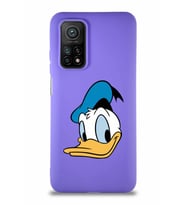 Xiaomi Mi 10T Soft Premier Kapak Donald Duck-B Tasarımlı Silikon Kılıf - Mor (Şeffaf)