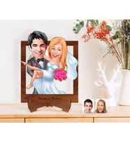 BK Gift Kişiye Özel Evleniyoruz Karikatürlü Ahşap Standlı 3D Biblo-9 (Beyaz)