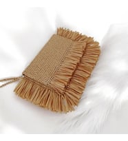 El Yapımı Püsküllü Rafya Çanta – Yazlık Boho Kadın El Çantası