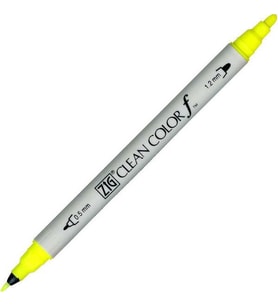 Zig Clean Color f Çift Uçlu Kalem 001 Fluorescent Yellow 