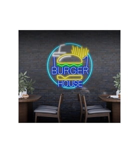 BURGER HOUSE Yazılı ve Şekilli Neon Tabela