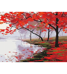 Kızıl Bahar Sayılarla Boyama Seti 40x50 cm (Tuvale Gerili)